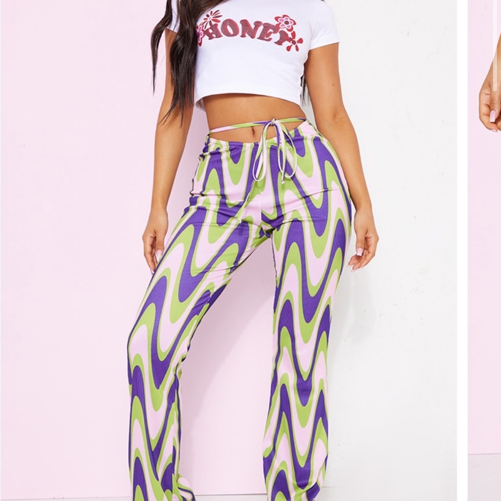 Purple and Green Tie-Knot Bell Flares